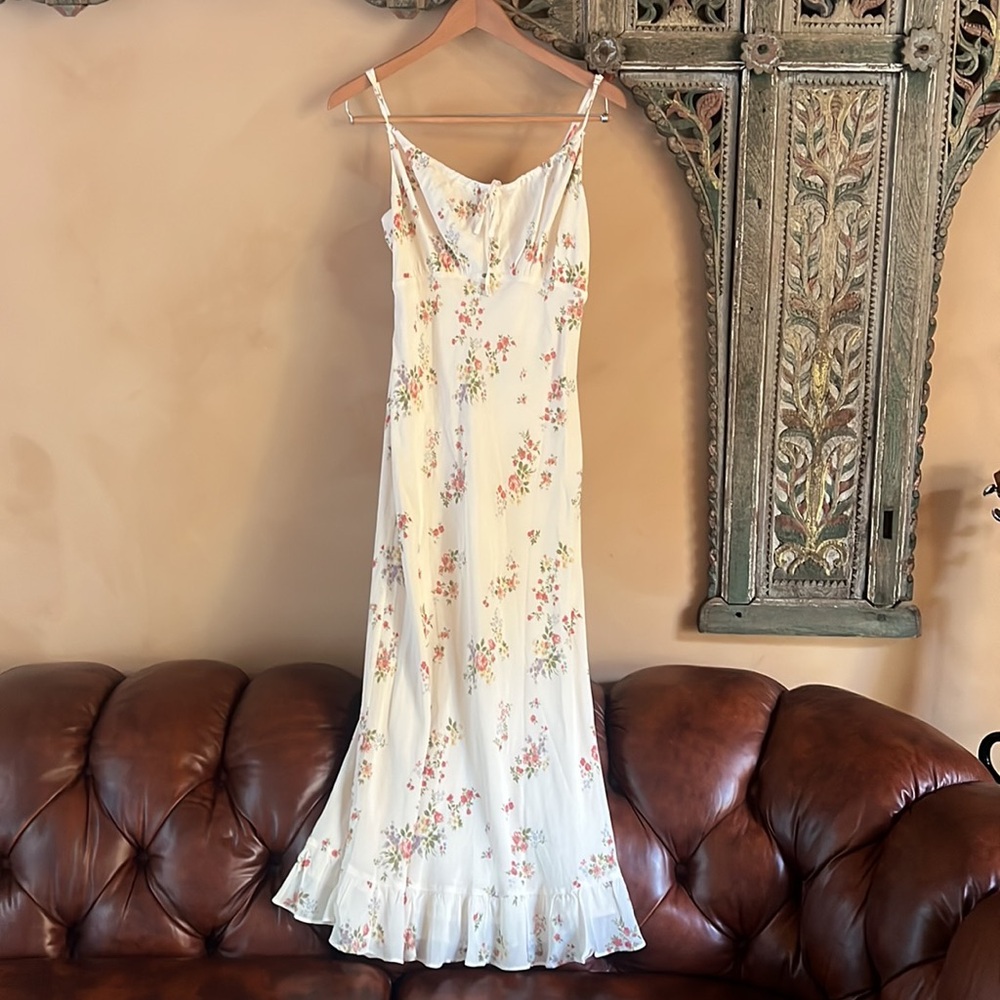 🦋REFORMATION White Floral Print Boho Summer Sundress Size L